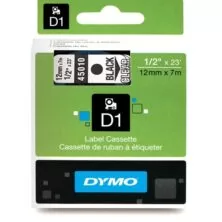 Dymo 45010 Black on Clear - 1/2"x 12" Tape (S0720500) 12mm x 7 m