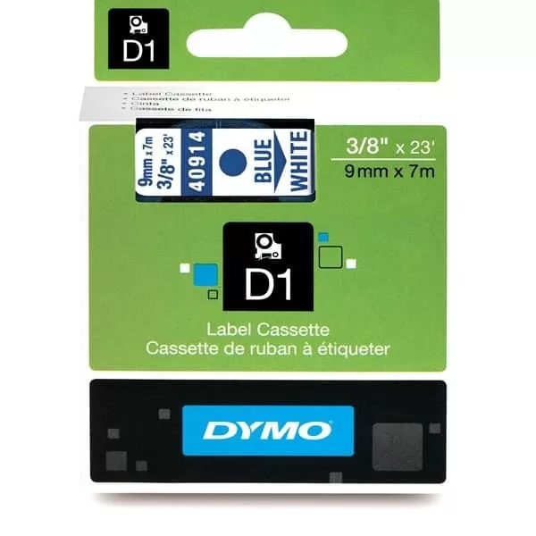 Dymo 40914 Blue on White - 3/8" Tape (S0720690) 3 Dymo 40914 Blue on White - 3/8" Tape (S0720690)