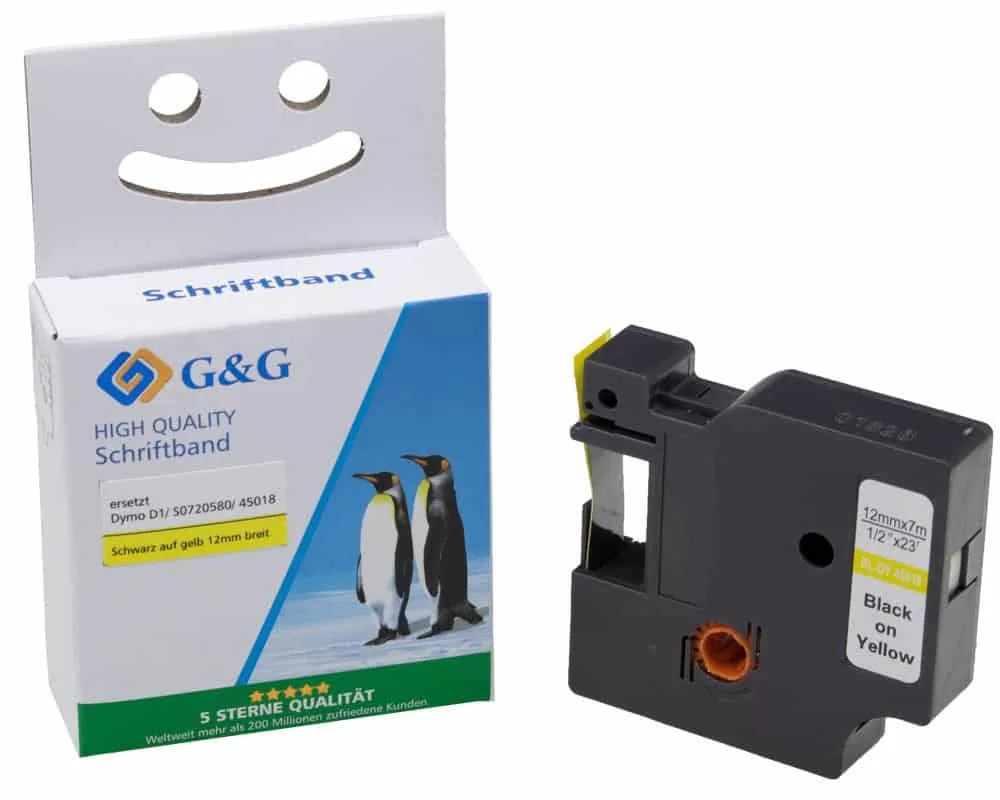 G&G Συμβατή DYMO S0720580 D1 Ταινία Ετικετογράφου 12mm x 7m Black on Yellow (45018) 3 G&G Συμβατή DYMO S0720580 D1 Ταινία Ετικετογράφου 12mm x 7m Black on Yellow (45018)