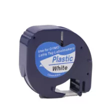 G&G™ Premium Dymo Letratag Συμβατές Πλαστικές ετικέτες 91201 White on Black 12mm x 4m (S0721610)