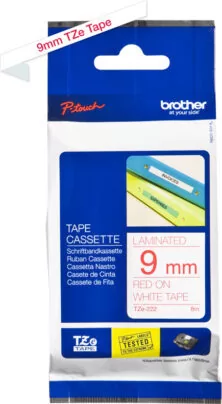 Brother TZe222 Ταινία Ετικετογράφου - 9mm x 8mm Red on White