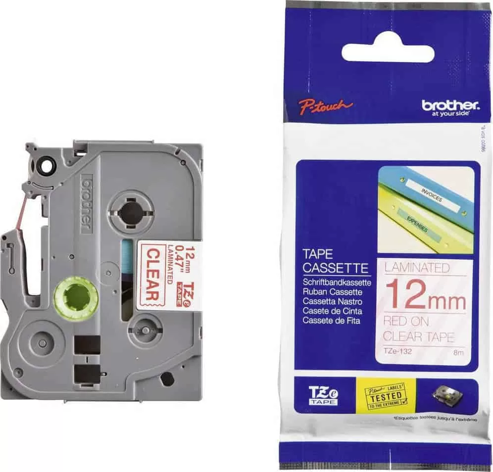 Brother TZe132 Ταινία Ετικετογράφου – 12mm x 8mm Red on Clear 3 Brother TZe132 Ταινία Ετικετογράφου – 12mm x 8mm Red on Clear