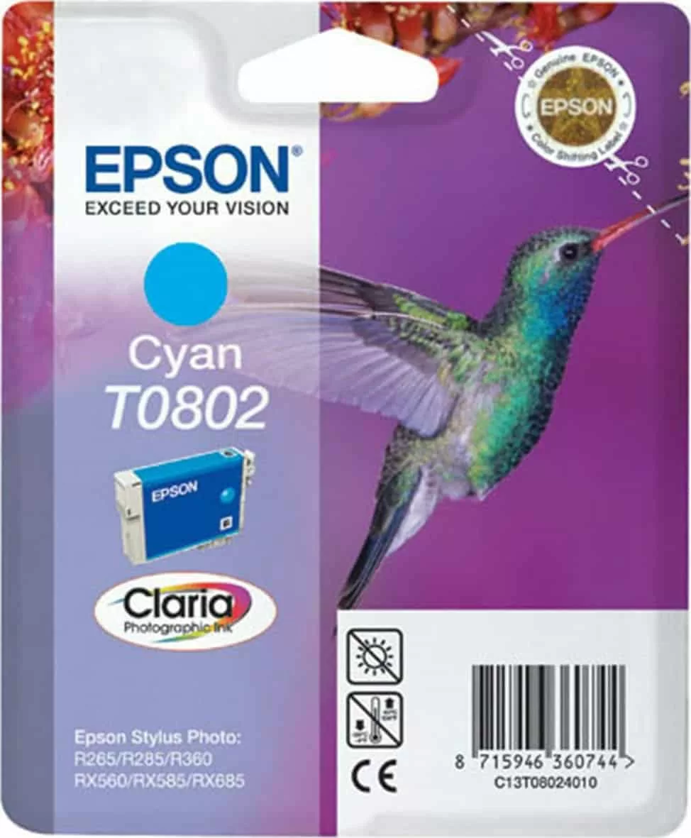 Epson T0802 cyan ink cartridge 3 Epson T0802 cyan ink cartridge