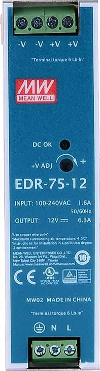 ΤΡΟΦΟΔΟΤΙΚΟ ΡΑΓΑΣ 75W/12V/6.3A SLIM EDR-75-12 MEAN WELL