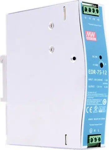 ΤΡΟΦΟΔΟΤΙΚΟ ΡΑΓΑΣ 75W/12V/6.3A SLIM EDR-75-12 MEAN WELL 4 ΤΡΟΦΟΔΟΤΙΚΟ ΡΑΓΑΣ 75W/12V/6.3A SLIM EDR-75-12 MEAN WELL - Image 2