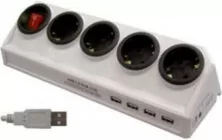 ΠΟΛΥΠΡΙΖΟ ΑΣΦΑΛΕΙΑΣ ΜΕ ΔΙΑΚΟΠΤΗ 4 ΘΕΣΕΩΝ+USB3X1.5 2m ΓΩΝΙΑΚΟ GZ04MKΗ ΛΕΥΚΟ BNG