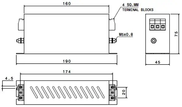 ΦΙΛΤΡΟ EMI 3Φ 75A 18.5-22KW MF423-3-2D-BS/75 EMIS 4 ΦΙΛΤΡΟ EMI 3Φ 75A 18.5-22KW MF423-3-2D-BS/75 EMIS - Image 2