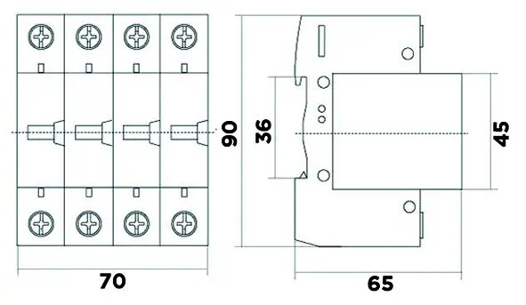 Αυτόματη Ασφάλεια T2 4P 80kA 400VAC MAXGE SGS1-B 4 Αυτόματη Ασφάλεια T2 4P 80kA 400VAC MAXGE SGS1-B - Image 2