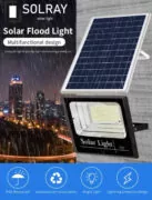 Στεγανός Ηλιακός Προβολέας LED 100W Ψυχρό Λευκό 6500K με Τηλεχειριστήριο IP65 2