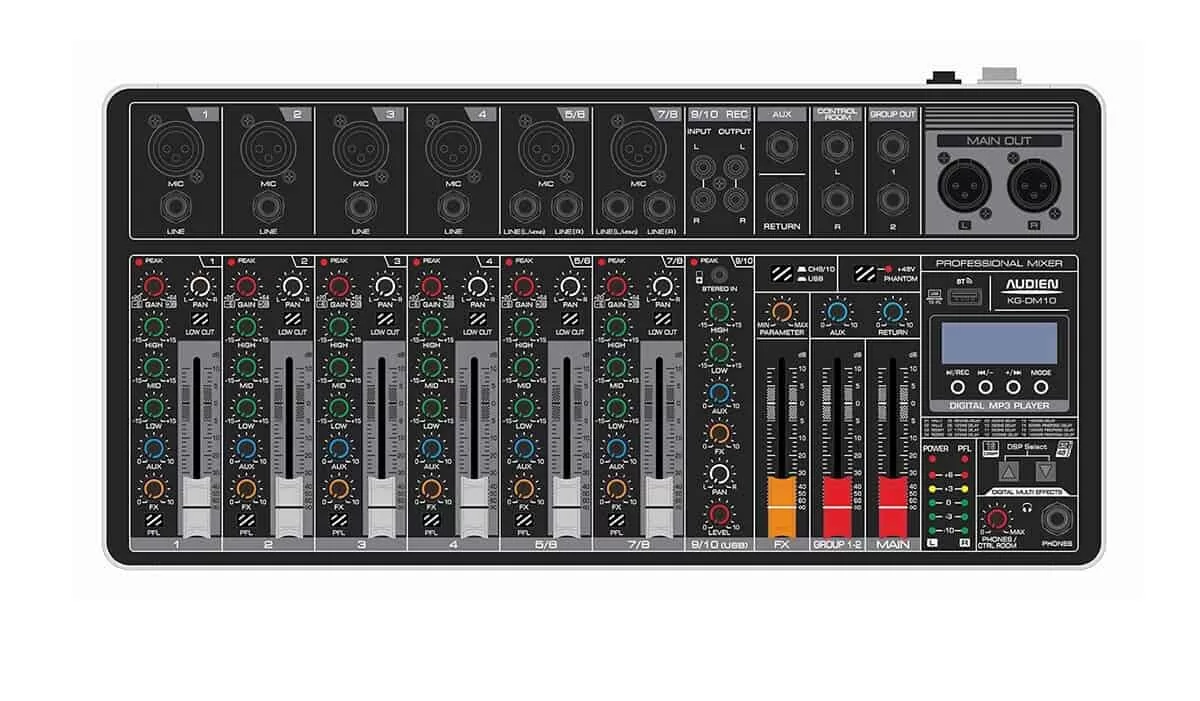 Audien KG-DM10 Αναλογική Κονσόλα 10 Καναλιών με Phantom Power & 10 Εισόδους XLR & Bluetooth 3 Audien KG-DM10 Αναλογική Κονσόλα 10 Καναλιών με Phantom Power & 10 Εισόδους XLR & Bluetooth