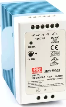 Mean Well Τροφοδοτικό Ράγας MDR100-12 με Έξοδο 12V και Ισχύ 100W 7.5A