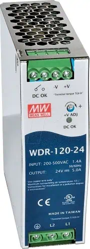 Mean Well Τροφοδοτικό Ράγας WDR120-12 με Έξοδο 12V και Ισχύ 120W 10A