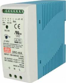 Mean Well Τροφοδοτικό Ράγας UPS DRC-40A με Έξοδο 13.8V και Ισχύ 40W 2.9A