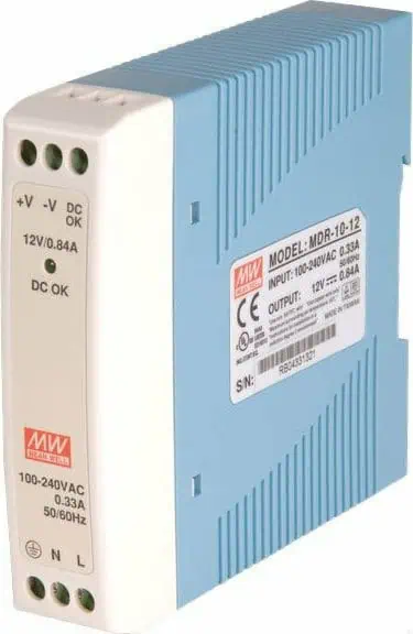 Mean Well Τροφοδοτικό Ράγας MDR20-12 με Έξοδο 12V και Ισχύ 20W 1.67A
