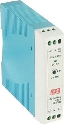 Mean Well Τροφοδοτικό Ράγας MDR20-24 με Έξοδο 24V και Ισχύ 20W 1A