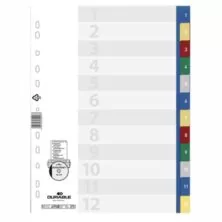 ΕΥΡΕΤΗΡΙΑ ΚΛΑΣΕΡ Α4 ΠΛΑΣΤΙΚΑ ΧΡΩΜΑΤΙΣΤΑ ΑΡΙΘΜΗΜΕΝΑ 1-12 DURABLE 6750
