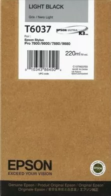Epson T6037 Μελάνι Εκτυπωτή InkJet Ανοιχτό Μαύρο (C13T603700)