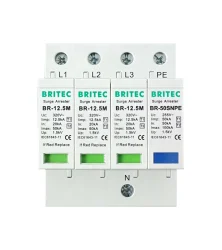 ΑΝΤΙΚΕΡΑΥΝΙΚΑ ΡΑΓΑΣ T1+T2 3P+N 50kA/70kA 320VAC BR-12.5M-320-3+1 BRITEC