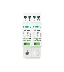 ΑΝΤΙΚΕΡΑΥΝΙΚΑ ΡΑΓΑΣ T2+T3 3P+N 40kA 275VAC BR-40DP-275-3+1 BRITEC
