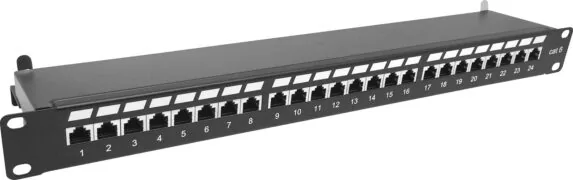 Patch Panel για Rack 1U 19" 24 Θυρών cat6 με Οδηγο Καλωδιων SUT Μαύρο 2