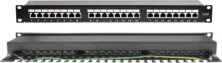 Patch Panel για Rack 1U 19" 24 Θυρών cat6a με Οδηγο Καλωδιων Μαύρο