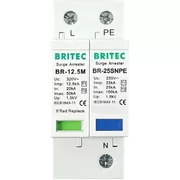 ΑΝΤΙΚΕΡΑΥΝΙΚΑ ΡΑΓΑΣ T1+T2 1P+N 50kA/70kA 320VAC BR-12.5M-320-1+1 BRITEC