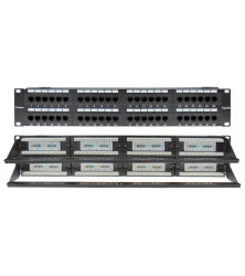 PATCH PANEL CAT5e UTP 48P 19" 2U ΜΕ ΟΔΗΓΟ ΚΑΛΩΔΙΩΝ SAFEWELL 04.024.0069