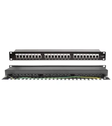 Patch Panel για Rack 1U 19" 24 Θυρών cat6 με Οδηγο Καλωδιων SUT Μαύρο