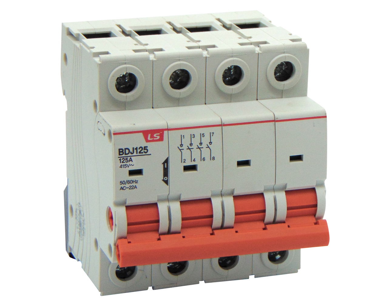 ΔΙΑΚΟΠΤΗΣ ΡΑΓΑΣ 4P 125A 415VAC BDJ125 LG 3 TEMAXIA