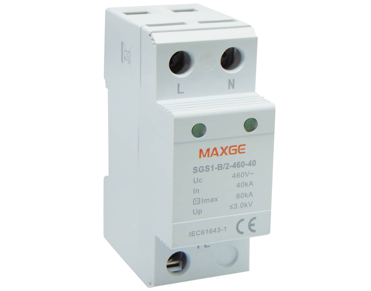 ΑΝΤΙΚΕΡΑΥΝΙΚΑ ΡΑΓΑΣ T2 2P 80kA 400VAC SGS1 MAXGE