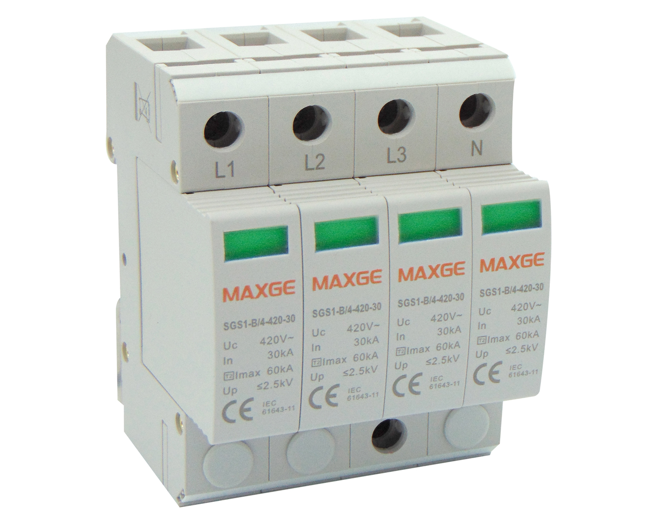 ΑΝΤΙΚΕΡΑΥΝΙΚΑ ΡΑΓΑΣ T2 4P 60kA 400VAC SGS1 MAXGE