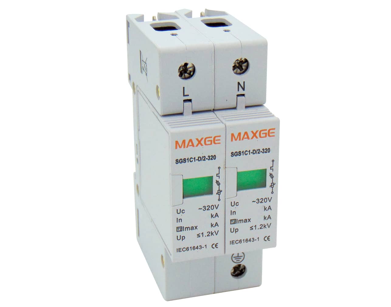 ΑΝΤΙΚΕΡΑΥΝΙΚΑ ΡΑΓΑΣ T2 2P 40kA 230VAC SGS1 MAXGE