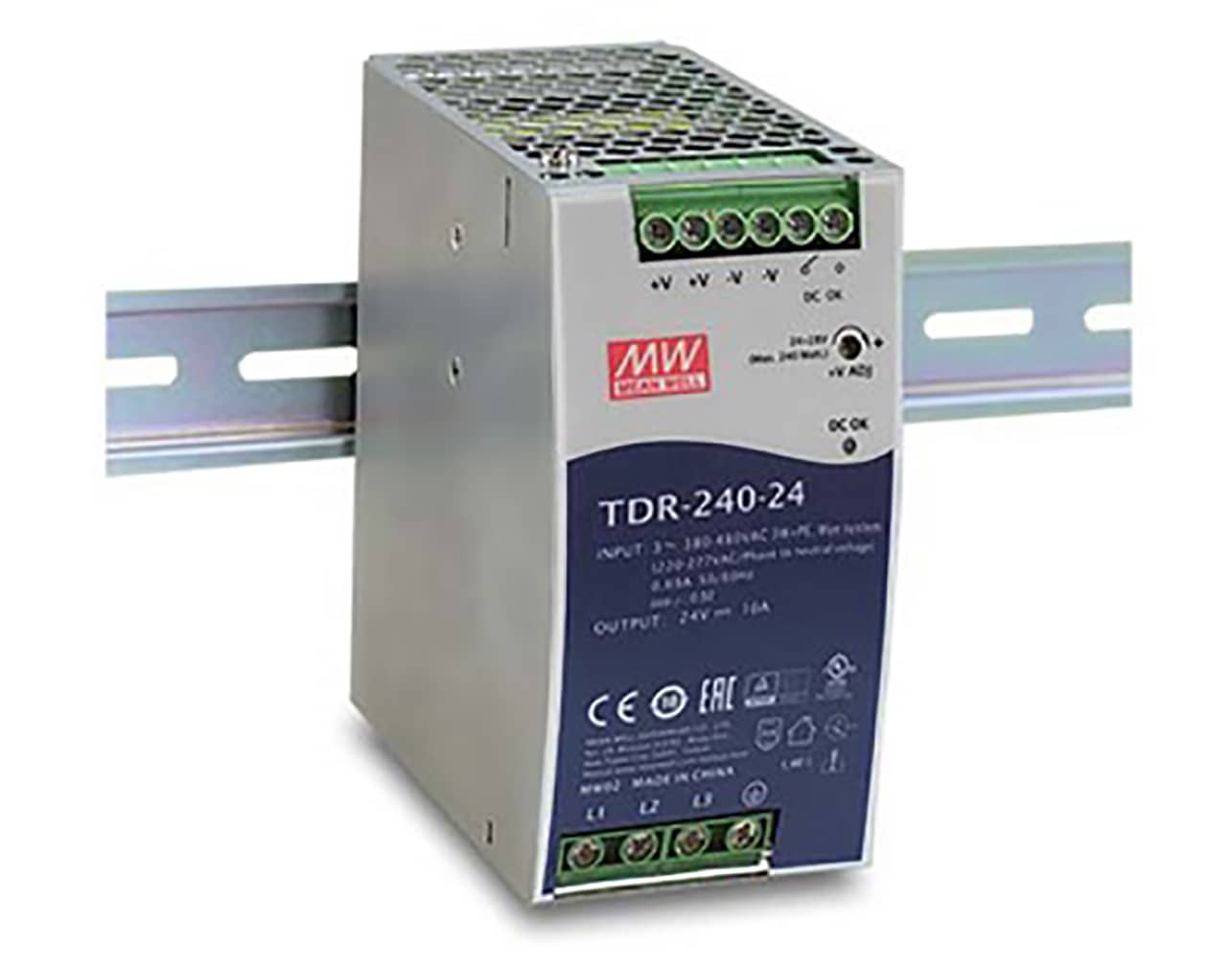 ΤΡΟΦΟΔΟΤΙΚΟ ΡΑΓΑΣ 240W/24VDC/10A PFC SLIM 2Φ, 3Φ TDR-240-24 MEAN WELL