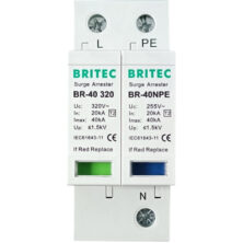 ΑΝΤΙΚΕΡΑΥΝΙΚΑ ΡΑΓΑΣ T2 1P+N 40kA 320VAC BR-40-320-1+1 BRITEC