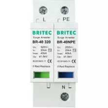 ΑΝΤΙΚΕΡΑΥΝΙΚΑ ΡΑΓΑΣ T2 1P+N 40kA 320VAC BR-40-320-1+1 BRITEC