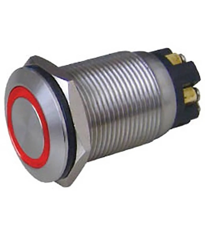 ΜΠΟΥΤΟΝ PUSH ON ΣΤΡΟΓΓΥΛΟ Φ19 ΜΕ ΛΥΧΝΙΑ 12V ΜΕΤΑΛΛΙΚΟ IP65 ΚΟΚΚΙΝΟ HBS1GQ DHE