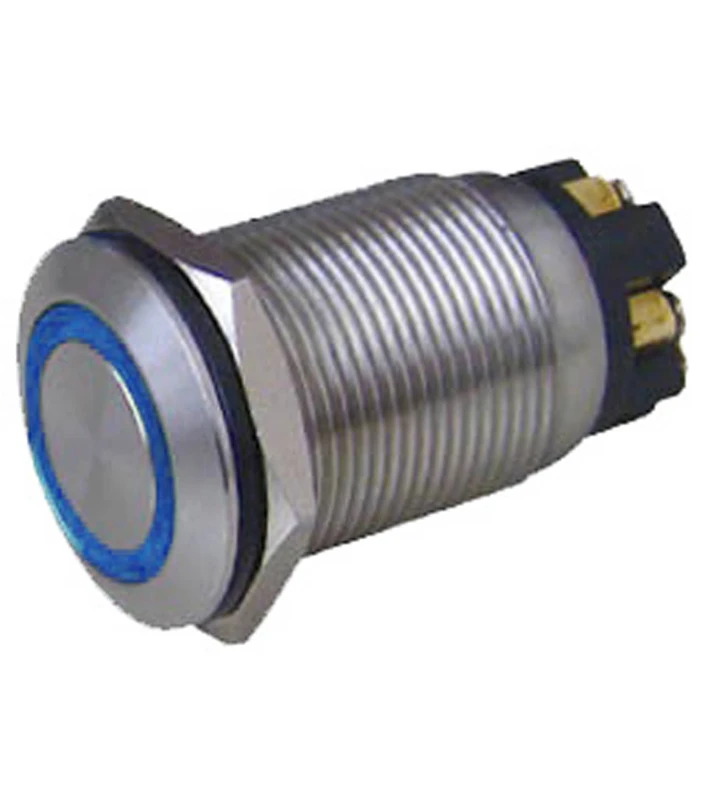 ΜΠΟΥΤΟΝ PUSH ON ΣΤΡΟΓΓΥΛΟ Φ19 ΜΕ ΛΥΧΝΙΑ 12V ΜΕΤΑΛΛΙΚΟ IP65 ΜΠΛΕ HBS1GQ DHE