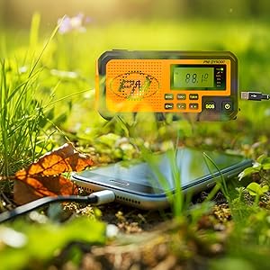 PNI DYN300 Ραδιόφωνο με Ηλιακή/Χειροκίνητη Φόρτιση, Φακό, Powerbank & SOS – Πορτοκαλί - Image 13