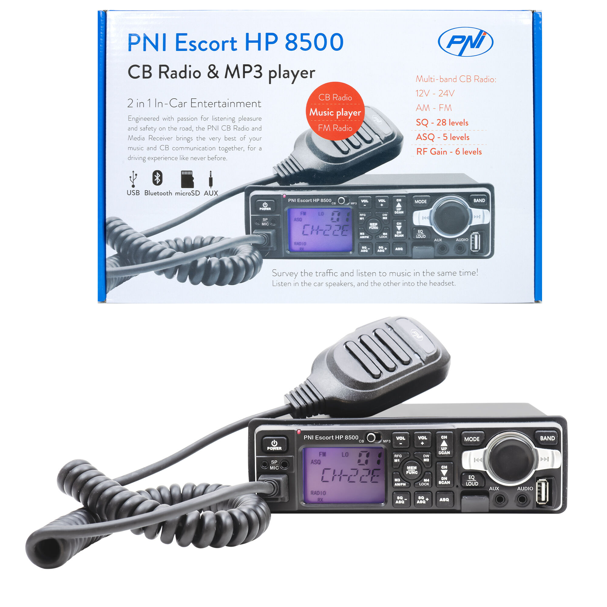 PNI Escort HP 8500 Πομποδέκτης CB με ραδιόφωνο FM + MP3 - Image 8