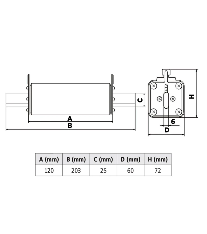 ΑΣΦΑΛΕΙΑ ΜΑΧΑΙΡΩΤΗ ΦΩΤΟΒΟΛΤΑΪΚΩΝ H2 200A 1500VDC gPV CFPV-H2XL CHF - Image 2