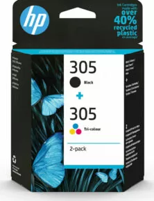 HP 305 Γνήσιο Πακ. 2 Μελανιών Color / Μαύρο (6ZD17AE)