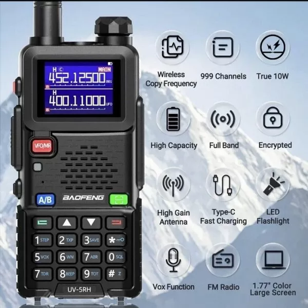 Baofeng UV-5RH Ασύρματος Πομποδέκτης UHF/VHF με Έγχρωμη Οθόνη 10W 6 Baofeng UV-5RH Ασύρματος Πομποδέκτης UHF/VHF με Έγχρωμη Οθόνη 10W - Image 4