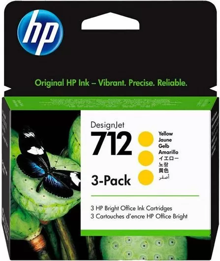 HP 712 Γνήσιο Πακέτο 3 Μελανιών για Εκτυπωτή InkJet Κίτρινο 3ED79A 3 HP 712 Γνήσιο Πακέτο 3 Μελανιών για Εκτυπωτή InkJet Κίτρινο 3ED79A