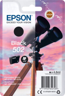 Epson 502 Γνήσιο Μελάνι Εκτυπωτή InkJet Μαύρο (C13T02V14010)