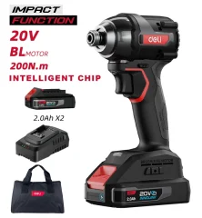 DELI παλμικό κατσαβίδι μπαταρίας DE-QZ20-1D2, Brushless, 20V, 2x 2Ah, 200N.m