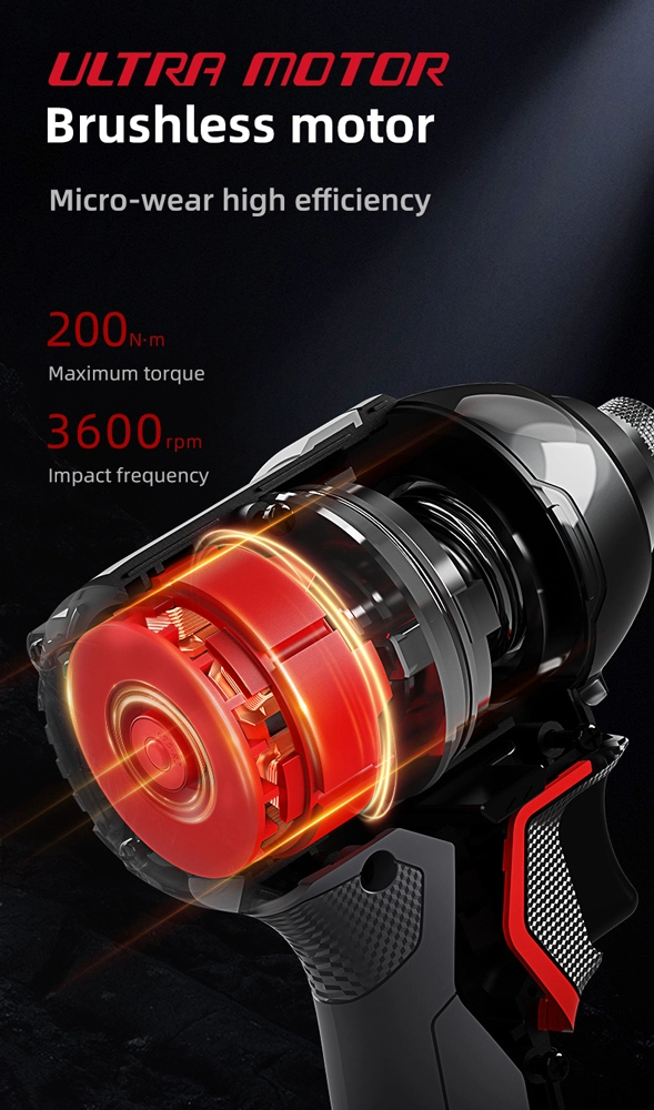 DELI παλμικό κατσαβίδι μπαταρίας DE-QZ20-1D2, Brushless, 20V, 2x 2Ah, 200N.m - Image 5