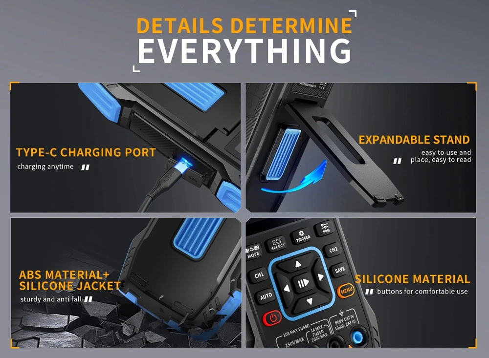 FNIRSI 3 σε 1 παλμογράφος/πολύμετρο/signal generator χειρός 2C53T, επαναφορτιζόμενο - Image 7