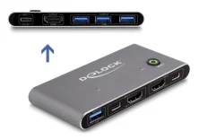 DELOCK HDMI KVM switch 18647 με 4x θύρες USB 5Gbps, 8K/30Hz, γκρι