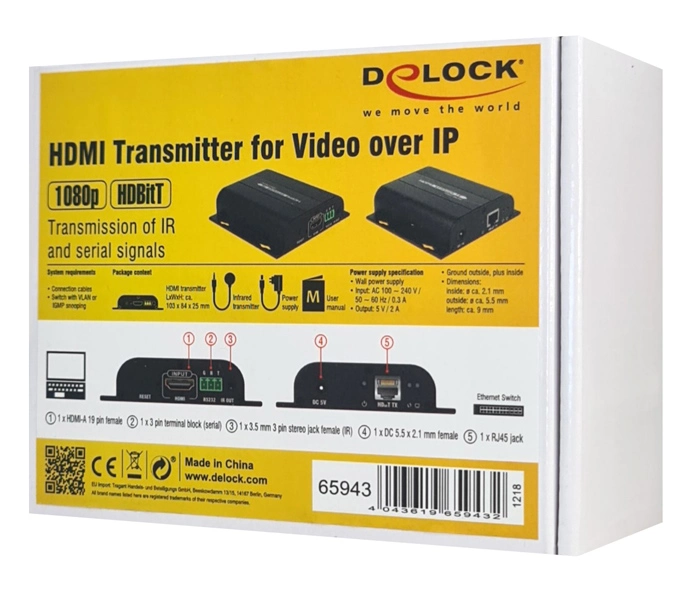 DELOCK HDMI video extender 65943 μέσω καλωδίου RJ45, 1080p, HDBitT, 100m - Image 5