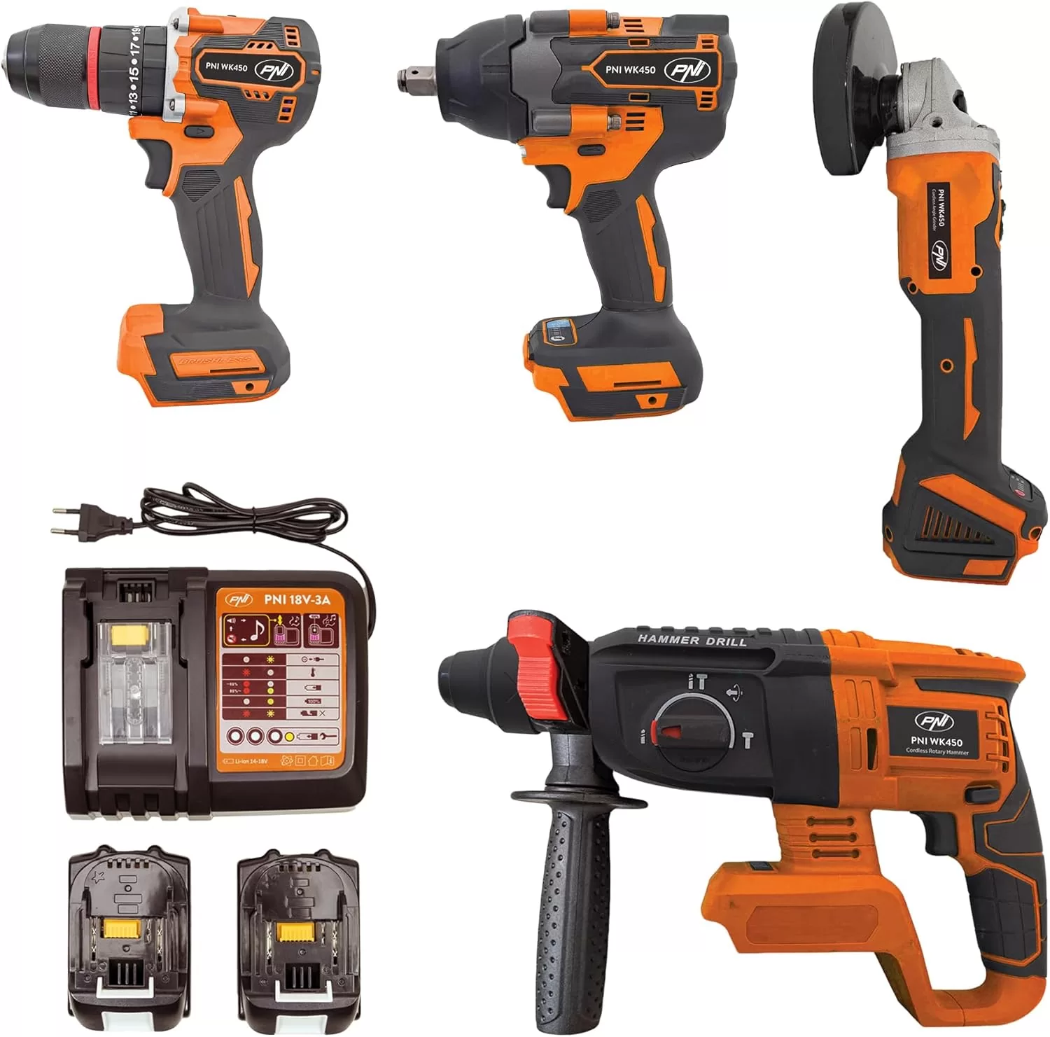 PNI WK450 Σετ Εργαλείων Μπαταρίας 18V (4-in-1) με 2x 5.0Ah & Βαλίτσα 3 PNI WK450 Σετ Εργαλείων Μπαταρίας 18V 4 τεμαχίων